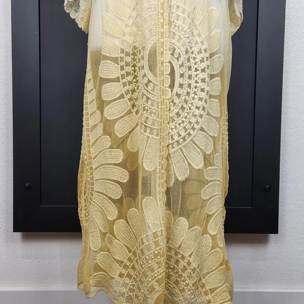 LACE Kimono Jacket Vintage Style Orange Tie Dye Embroidered Size Small